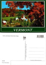 Vermont Fall Autumn Tree Leaves Farm Village Red Barn Church Vintage Postcard - £7.51 GBP