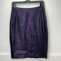 Venus Williams Wilsons Leather Pencil Skirt Sz 6 Purple Shimmer Back Sli... - $22.49