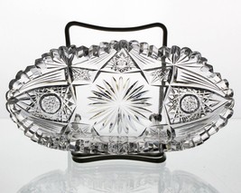 American Brilliant Hobstar and Fan Cut Spoon Tray, Antique ABP 7 3/4&quot; x ... - £15.67 GBP