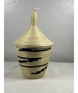 African Tutsi Rwanda Handcrafted Tightly Woven Wicker Basket With Lid 7 In - $16.44 CAD