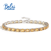 Bracelet for Women S925 Silver Natural Citrine Fine Jewelry Birthday Party Gift - £83.92 GBP