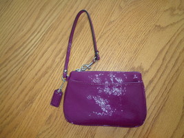 Coach Patent Leather Gloss Wristlet Purse Clutch Bag Cranberry Deep Pink... - $39.99