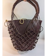 J Crew Sedona Basket Leather and Netting Burgundy Handbag-New w/Tags - $67.92 CAD