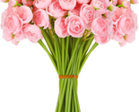 Artificial Silk Ranunculus Flower Realistic Faux Rose 36 Pcs with Long S... - £37.57 GBP