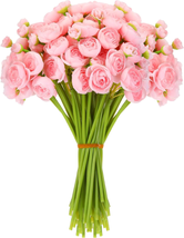 Artificial Silk Ranunculus Flower Realistic Faux Rose 36 Pcs with Long Stems Bul - £31.87 GBP