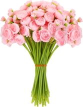 Artificial Silk Ranunculus Flower Realistic Faux Rose 36 Pcs with Long Stems Bul - £37.57 GBP