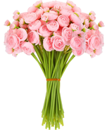 Artificial Silk Ranunculus Flower Realistic Faux Rose 36 Pcs with Long S... - £37.53 GBP