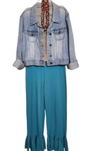Matilda Jane Womens Small Turquoise Enchanted Garden Beaufort Big Ruffle Pants  - £28.32 GBP