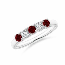 ANGARA Half Eternity Five Stone Ruby and Diamond Wedding Band in 14K Solid Gold - £984.10 GBP