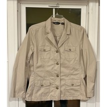 Eddie Bauer Womens Utility Blazer Khaki  Safari Button Up Jacket fits li... - $24.99