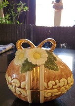 Vintage Ceramic Easter Egg Shaped Floral Trinket Box - £8.06 GBP