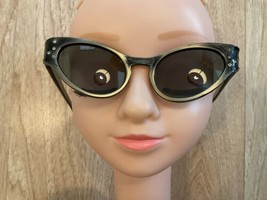 Vintage FG Sunglasses Cat Eye Crystals Black Gold tone USA FRAMES - $70.00