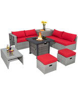 9 Pieces Outdoor Patio Furniture Set with 32-Inch Propane Fire Pit Table... - $26,333.17 MXN