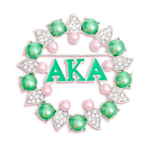 AKA Brooch Pink Green AKA Pearl Pin - $42.06