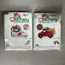 VTG Jiffy Stitchery Merry Mouse 3D Christmas Ornament 2 Kits #100 #104 NIP - $29.02