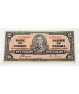 1937 Bank of Canada $2 Note in About Uncirculated Condition Pick #59c - $556.89