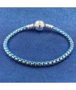925 Sterling silver Blue Cord Snake Chain Bracelet 593816C01 - $34.00 - $39.00