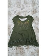 Justice Girls Green Butterfly Sequins  Shirt Size 6 - $11.41 CAD