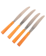 Butterscotch Bakelite Handle Knives 4 Pc Washington Forge Stainless Stee... - $16.99