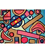 Painting Original Horse Sleigh Bell Signed Art Modern Abstract Expressio... - $970.58 MXN