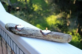 Driftwood Candle Holder Centerpiece Beach Decor Tealight - £11.99 GBP
