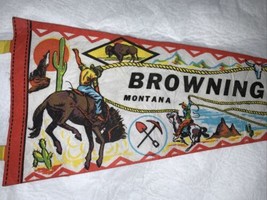 Vintage Souvenir Pennant Browning Montana - £15.57 GBP