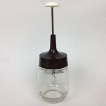 Vintage Gemco Food Nut Chopper Glass Jar Plastic Lid Stainless Blades Brown Used - $9.90