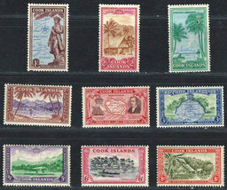 COOK ISLAND 1949  VF Mint Stamp Set Scott # 131/140 Damage back -see pic... - £32.39 GBP
