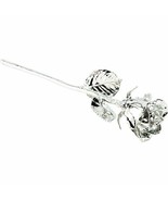 Real Semi Opened Lacquered Platinum Hand-Plated Rose - $182.26