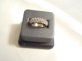 INC Size 8 Gold Tone Paved Simulated Diamond Ring F378 - £6.23 GBP