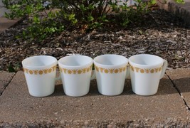 Set of 4 Vintage Pyrex Butterfly Gold D-Handle Coffee Mugs Cups - $39.99