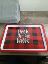 Christmas Red And Black Plaid Serving Tray, Plastic. Deck the halls-Bran... - $14.21