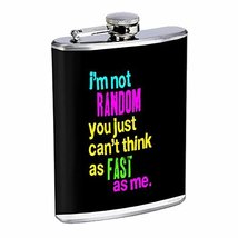 Not Random Think Fast Hip Flask Stainless Steel 8 Oz Silver Drinking Whiskey Spi - £7.82 GBP