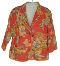 Vintage Jacket M Floral Boho Butterfly USA Art To Wear Glass buttons Suzette - £31.27 GBP