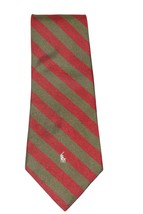 Polo Ralph Lauren Pony Burgundy Olive Green Stripe Repp Necktie USA - $48.99