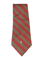 Polo Ralph Lauren Pony Burgundy Olive Green Stripe Repp Necktie USA - $903.56 MXN