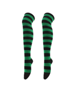 Striped Patterned Socks (Thigh High) Green and Black - $5.94
