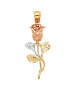 14K Tri Color Gold Rose Bud Pendant - €321,76 EUR