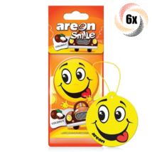 6x Packs AREON Smile Funny Car Emoji Hanging Air Freshener | Coconut Scent - £8.84 GBP