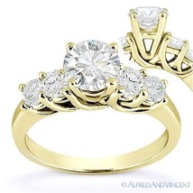 Forever ONE D-E-F Round Cut Moissanite 14k Yellow Gold 5-Stone Engagement Ring - £763.23 GBP+