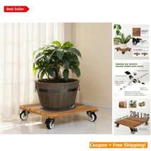 Upgraded 12-Inch Acacia Wood Plant Caddy Set – Effortless Plant Mobility... - $39.55