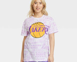 NBA Lakers Women&#39;s Oversized Short Sleeve Graphic T Shirt White Size XXL - £9.75 GBP