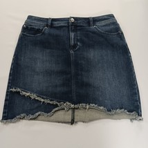 INC International Concepts Women's 12 Blue Cotton Blend Frayed Trim Denim Skirt image 11