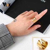Vnox Chic Geometric Rings for Women, 15mm Wide Gold Tone Stainless Steel Wedding - £7.46 GBP
