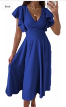 Dokotoo Women&#39;s V Neck Elegant Party Dress Short Sleeve Skater Dress SIZ... - $28.05