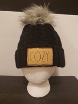 Rae Dunn Winter Hat Cozy Snow Cap Black Beanie One Size - £12.77 GBP