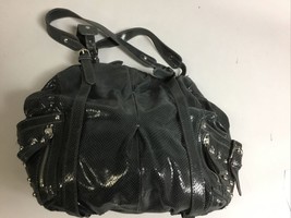 Women&#39;s Hype Large Black Hobo Boho Tote Bag Snake Pattern Sliver Studs D... - $22.77