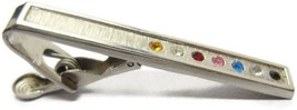 Sterling Sarah Coventry 925 Vintage  Tie Clip Multi Colored Stones - £59.34 GBP