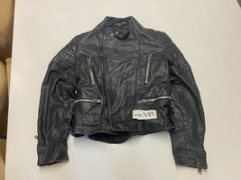 Vintage Black Leather Motorcycle Jacket Label 52 Armpit/armpit 20&quot; (mc589) - £49.93 GBP