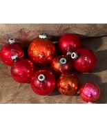 Lot of 9 Christmas Vtg Glass Ball Ornaments Shiny Brite USA Solid Red Va... - $37.88 CAD